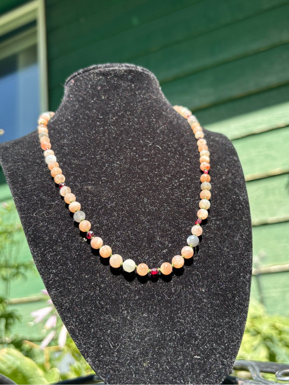 Peach Moonstone necklace. - Picture 3 of 13